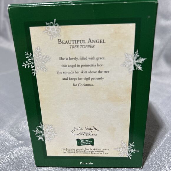 Vtg Hallmark Beautiful Angel Miniature Porcelain Tree Topper GreenWhite 2003 - Picture 9 of 10